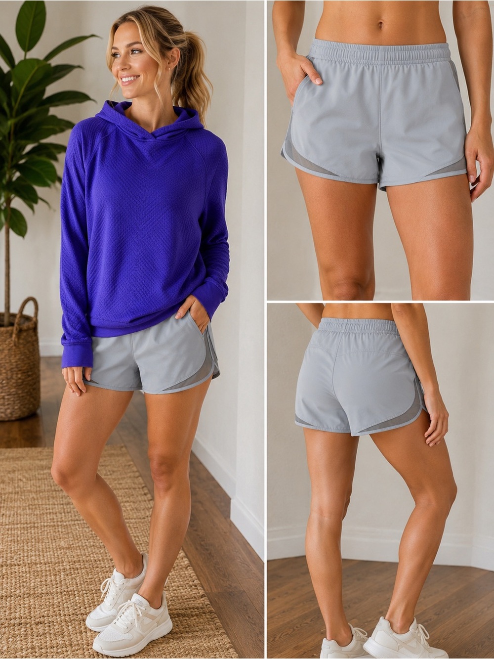 Light Gray Women's Active Shorts - Lightweight Running Shorts